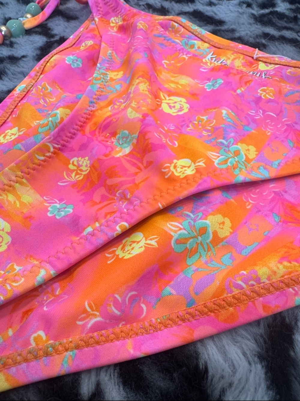 Kulani Kinis Pink Orange Floral Swim Top - Picture 4 of 6
